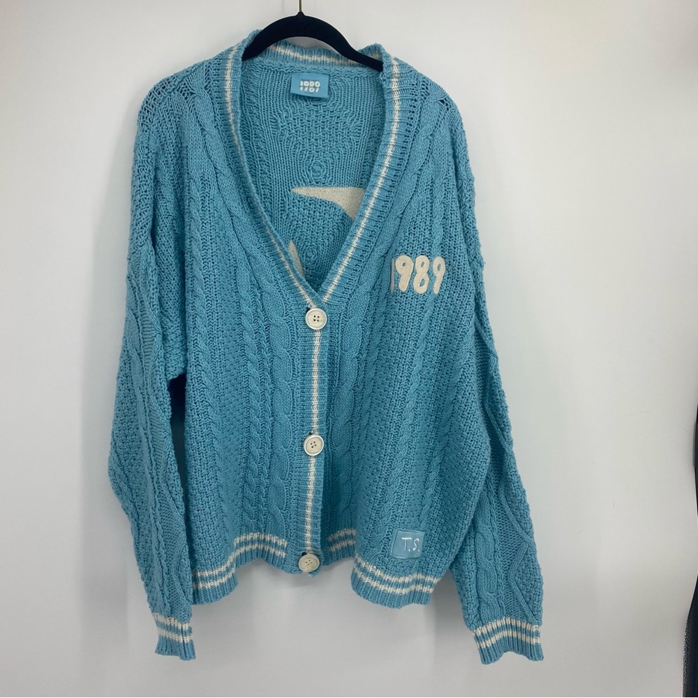 Taylor Swift Blue Cable Knit Cardigan
